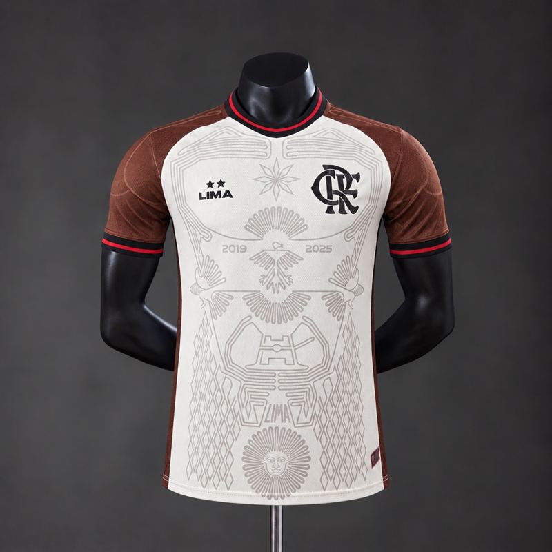 Camisa Flamengo 26/27 Edição Campeão Branca e Marrom Jogador